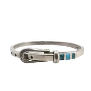 Sterling Silver & Turquoise 925 Mexico Buckle Bracelet Collectible & Rare